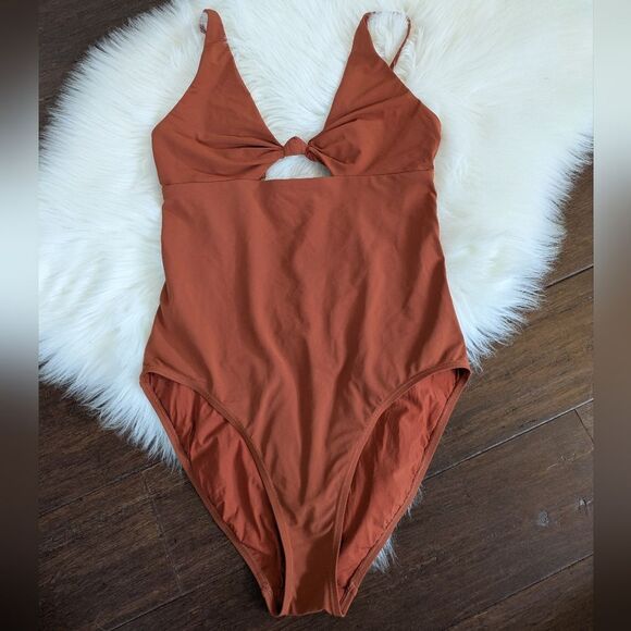 Tory Burch Palma Cutout Swimsuit Desert Spice Brown Orange M Medium - Picture 3 of 7